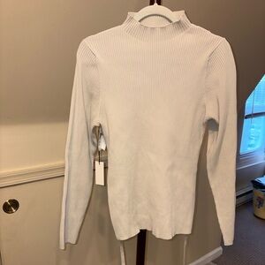 Aritzia Babaton Cream Ribbed Knit Top with Open Back
